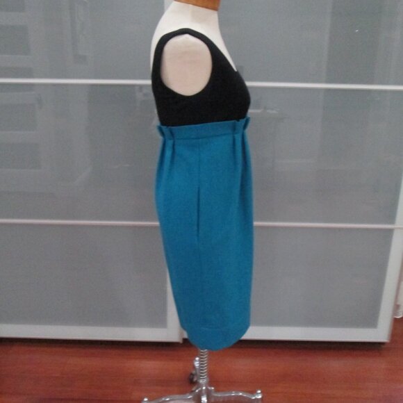 Diane Von Furstenberg "Rosario” Teal Black Empire Waist Dress - Picture 4 of 5